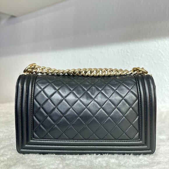 Chanel Black Leather Lambskin Medium Boy Bag Shoulder Bag Crossbody - Picture 3 of 9